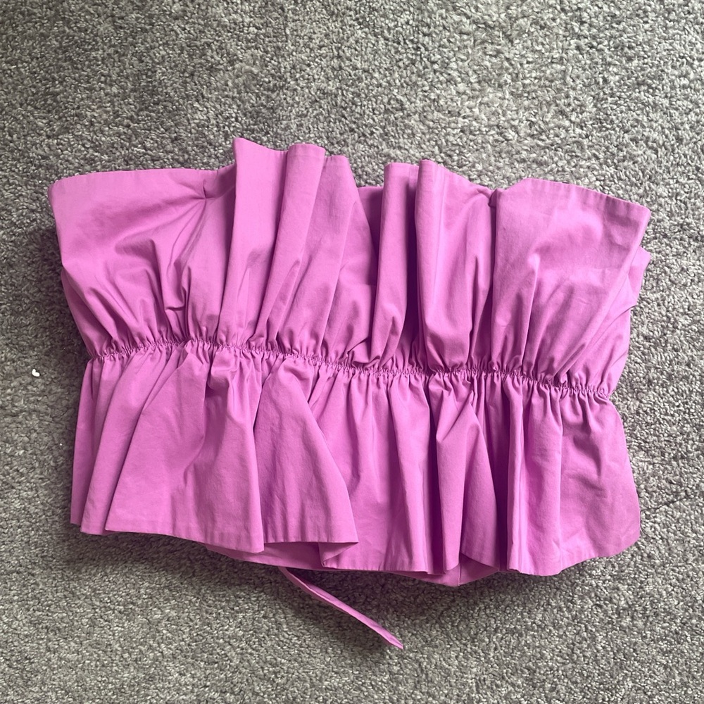 Pink Strapless Ruffled Top